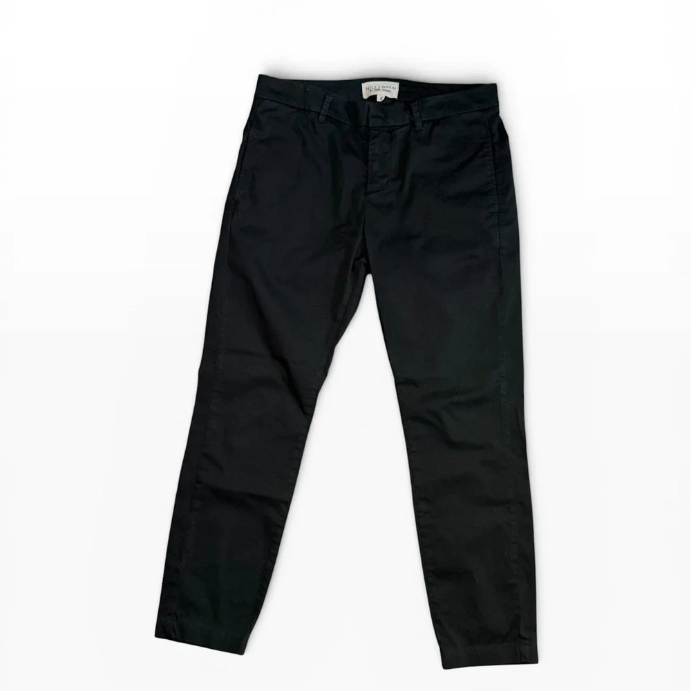 Nili Lotan Black Cotton Slim Fit Crop Chino Trousers Pants Size 2 USA 2609988‎
